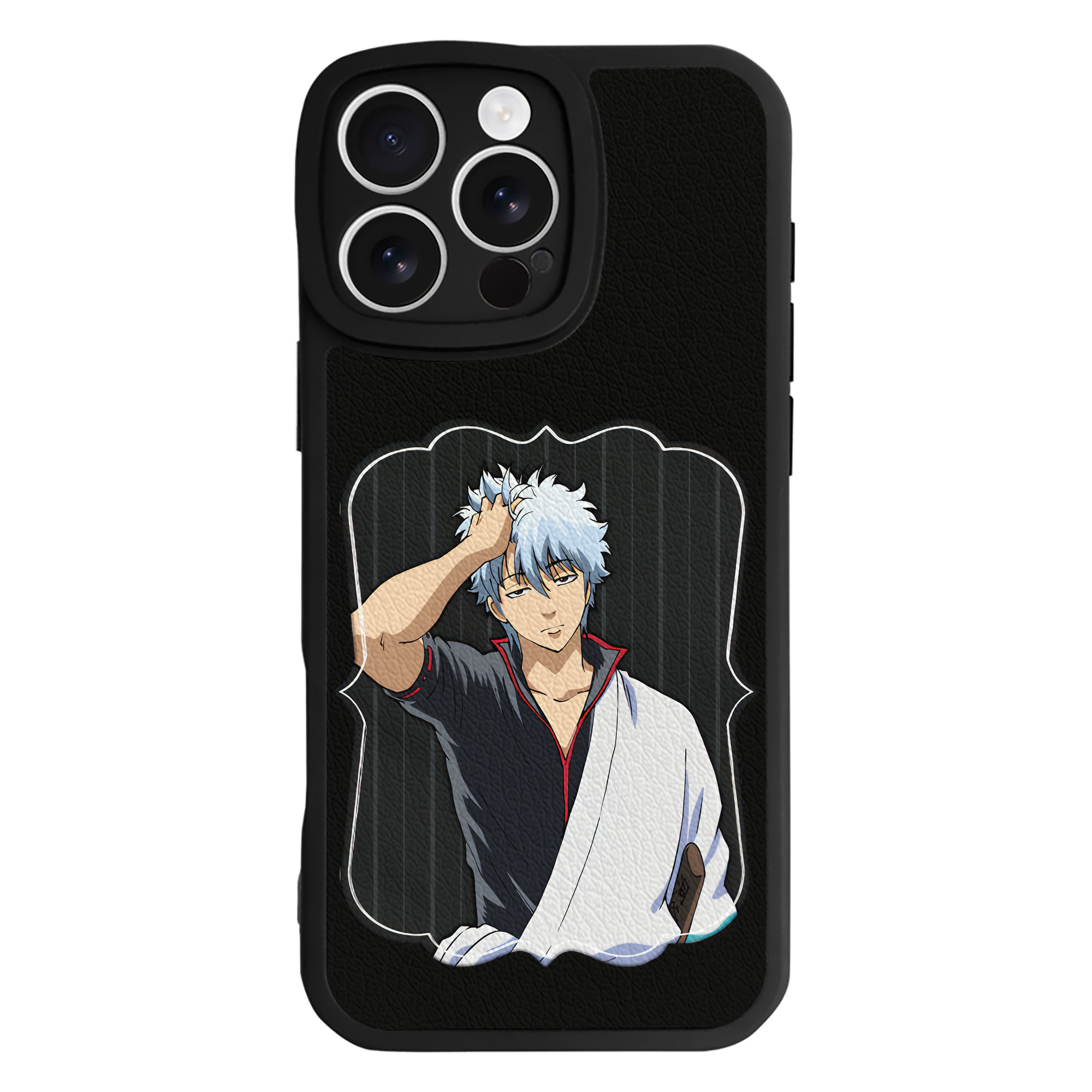 （画像用） ぎんたま 坂田銀時（さかたぎんとき） 神楽 志村新八（しむら しんぱち） GINTAMA Sakata Gintoki Kagura Shimura Shinpachi 【iPhone 16シリーズ対応】シリコンスマホケース（レザー調） 材質：シリコン